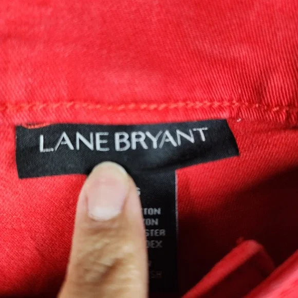 Lane Bryant Capri Pants Women Size 26 Red Stretch Denim Cropped 576425 - Picture 7 of 8